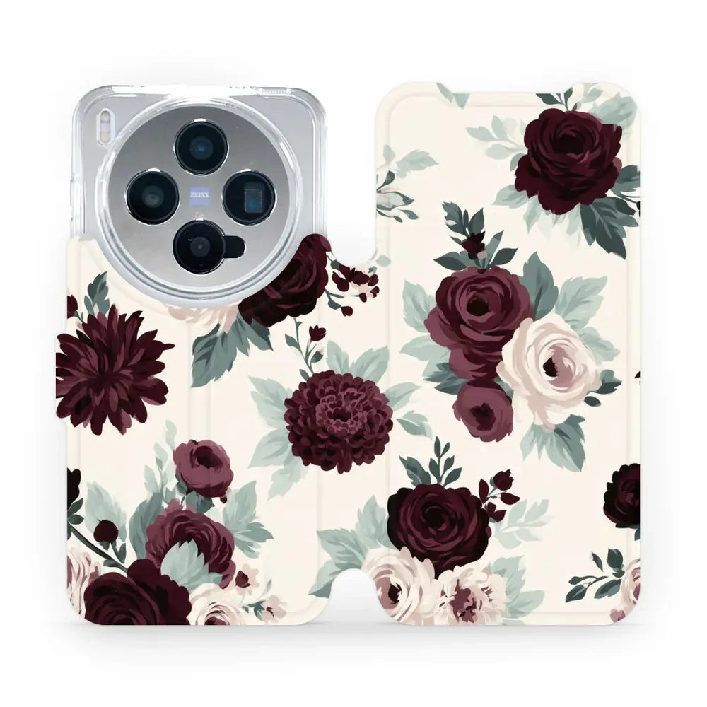 Handyhülle mit klappe für vivo X300, Mobiwear Book, Rosen mit Salbei auf Creme