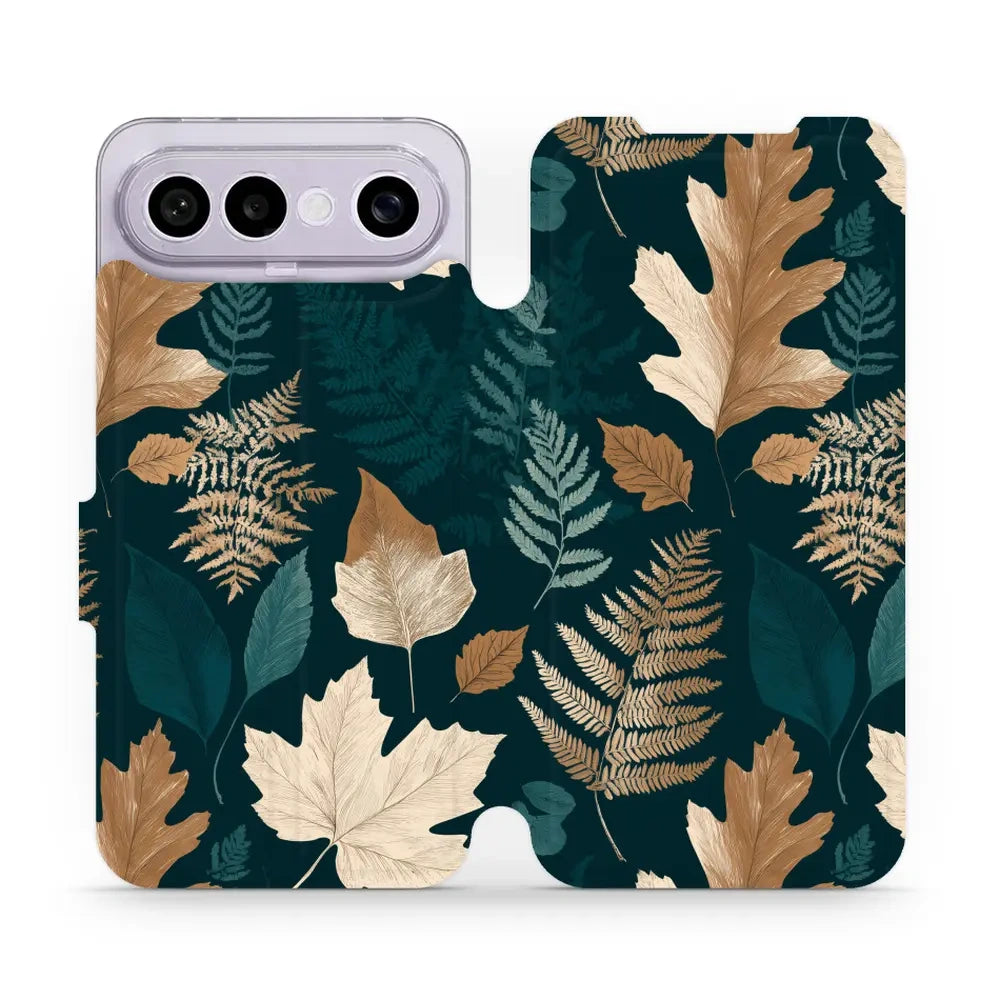 Handyhülle mit klappe für vivo X300 FE, Mobiwear Book, Herbarium aus Blättern und Farnen