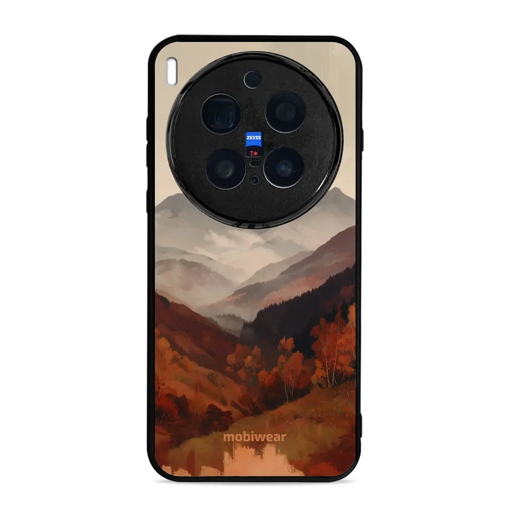 Handyhülle für Vivo X300 Pro, Mobiwear Glossy Case, Nebliges Tal in den Bergen