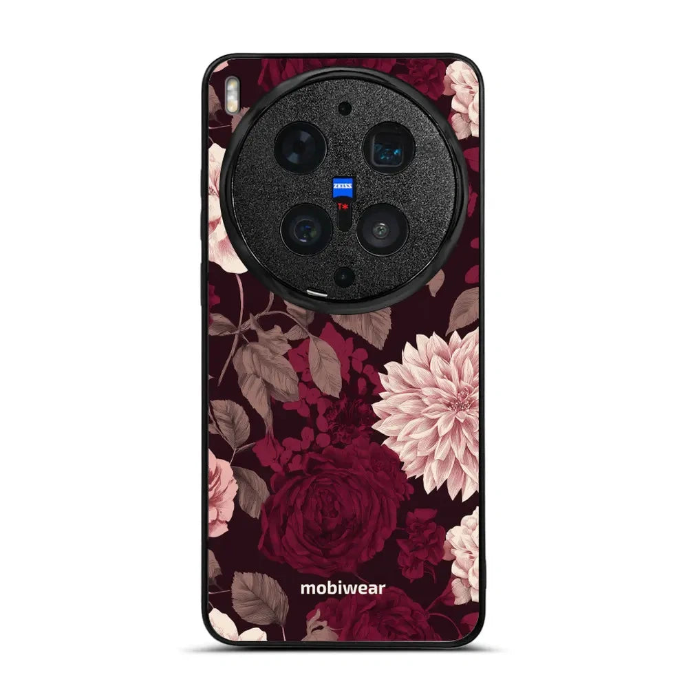 Handyhülle für vivo X300 Ultra, Mobiwear Glossy Case, Wein und Dahlien