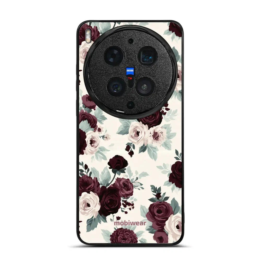 Handyhülle für vivo X300 Ultra, Mobiwear Glossy Case, Rosen mit Salbei auf Creme