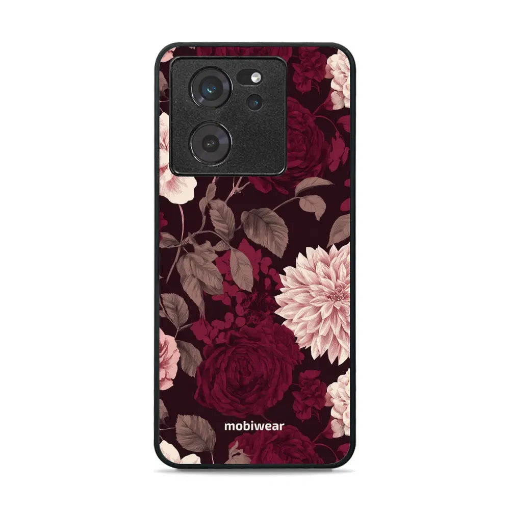 Handyhülle für Xiaomi 13T Pro, Mobiwear Glossy Case, Wein und Dahlien