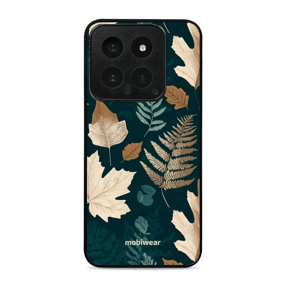 Handyhülle für Xiaomi 14, Mobiwear Glossy Case, Herbarium aus Blättern und Farnen