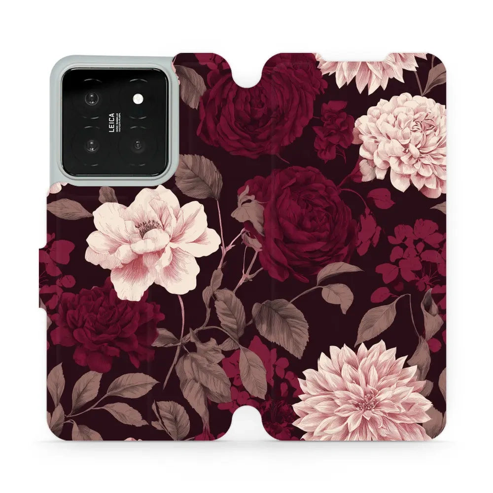 Handyhülle mit klappe für Xiaomi 14, Mobiwear Book, Wein und Dahlien