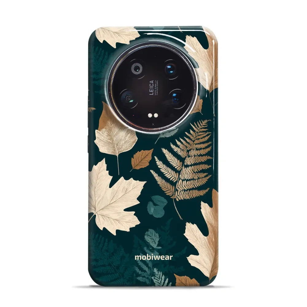 Handyhülle für Xiaomi 14 Ultra, Mobiwear Elite Pro, Herbarium aus Blättern und Farnen