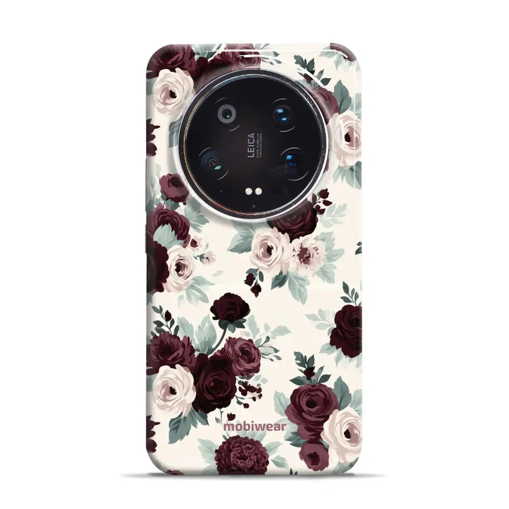 Handyhülle für Xiaomi 14 Ultra, Mobiwear Elite Pro, Rosen mit Salbei auf Creme