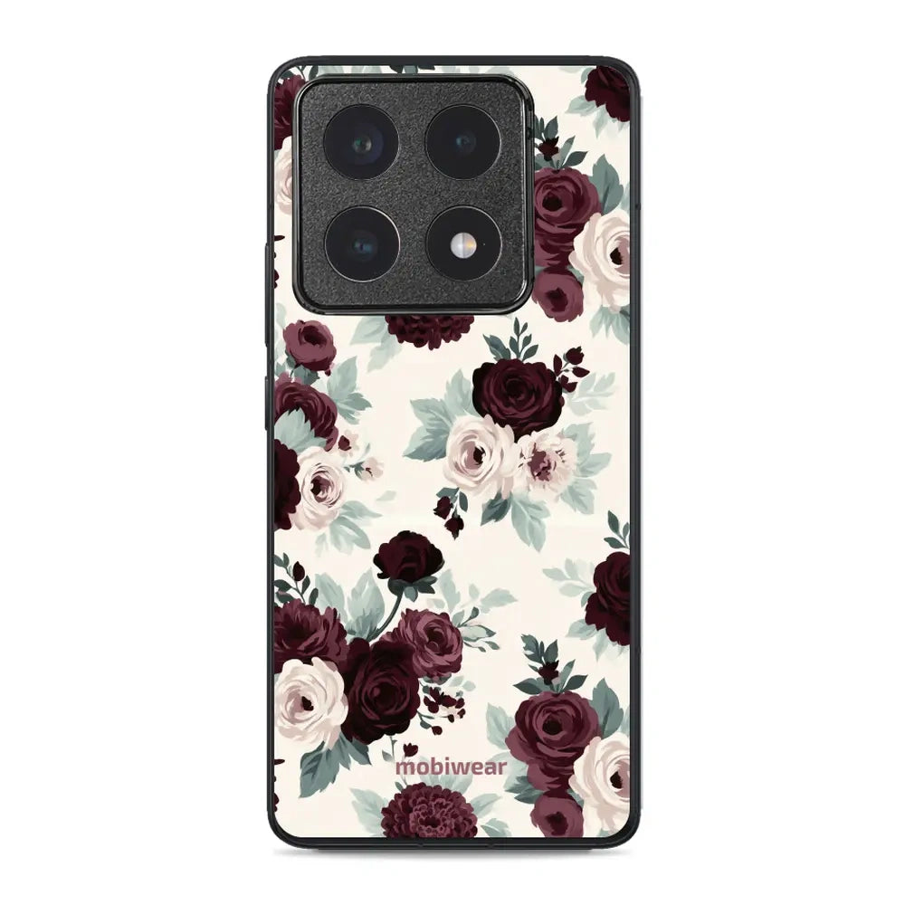 Handyhülle für Xiaomi 14T Pro, Mobiwear Glossy Case, Rosen mit Salbei auf Creme