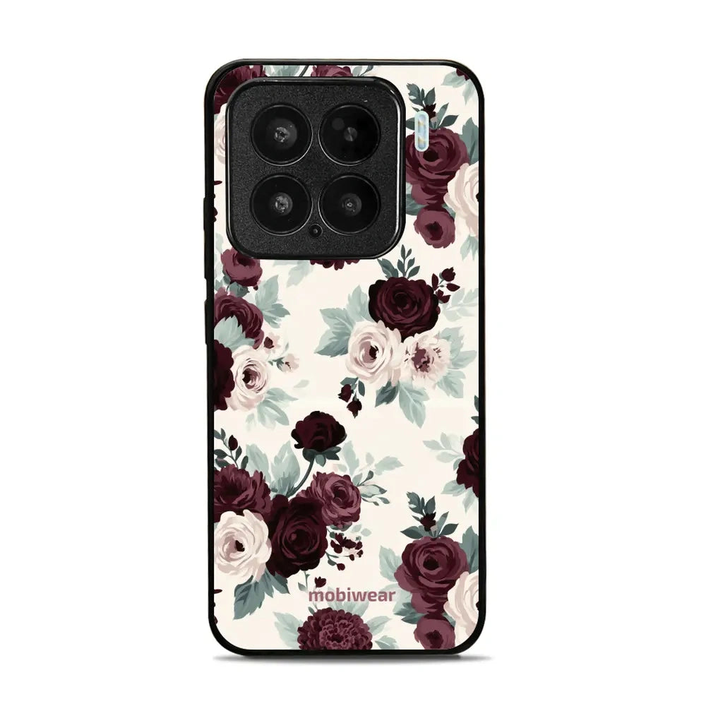 Handyhülle für Xiaomi 15, Mobiwear Glossy Case, Rosen mit Salbei auf Creme