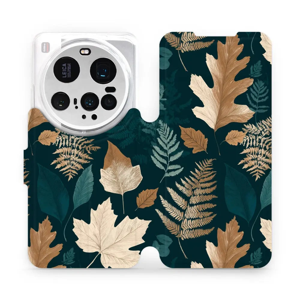 Handyhülle mit klappe für Xiaomi 15 Ultra, Mobiwear Book, Herbarium aus Blättern und Farnen