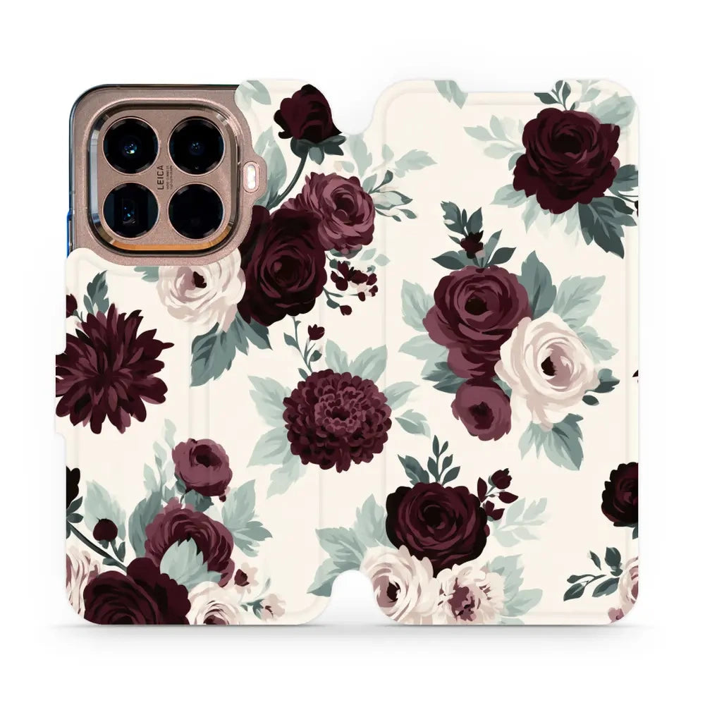 Handyhülle mit klappe für Xiaomi 15T Pro, Mobiwear Book, Rosen mit Salbei auf Creme