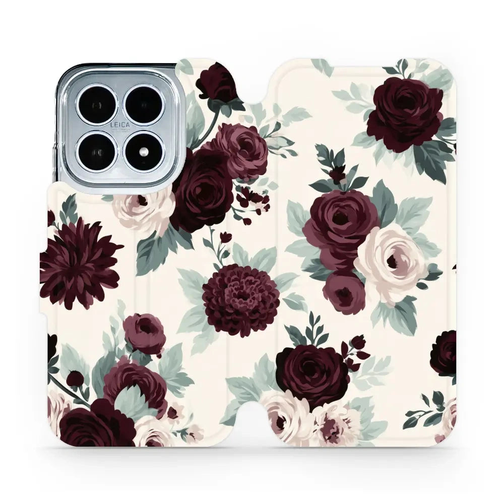Handyhülle mit klappe für Xiaomi 17, Mobiwear Book, Rosen mit Salbei auf Creme