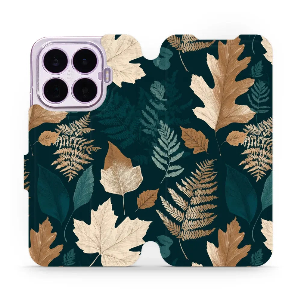Handyhülle mit klappe für Xiaomi 17T, Mobiwear Book, Herbarium aus Blättern und Farnen