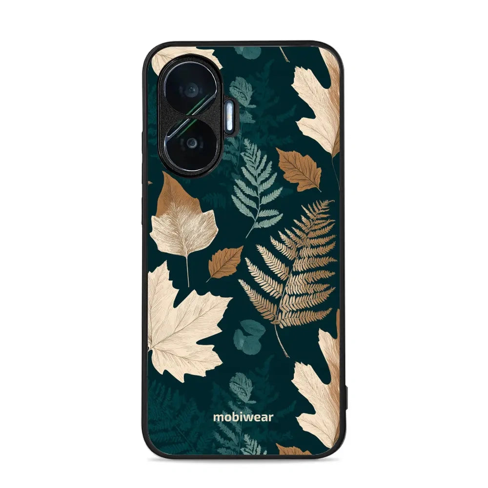 Handyhülle für Xiaomi POCO F7, Mobiwear Glossy Case, Herbarium aus Blättern und Farnen