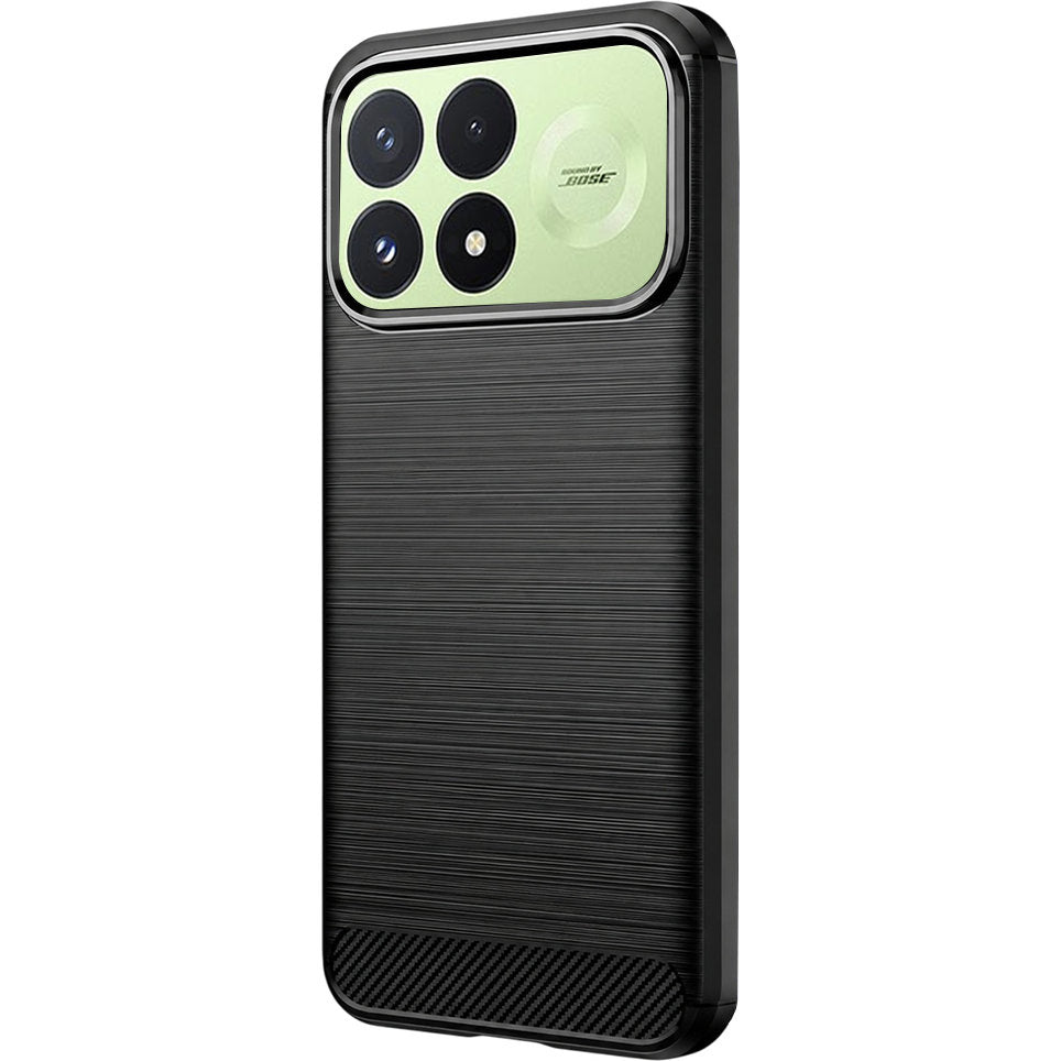 Handyhülle für Xiaomi POCO F9 Pro, Techsuit Carbon Silicone, Schwarz (7/7)