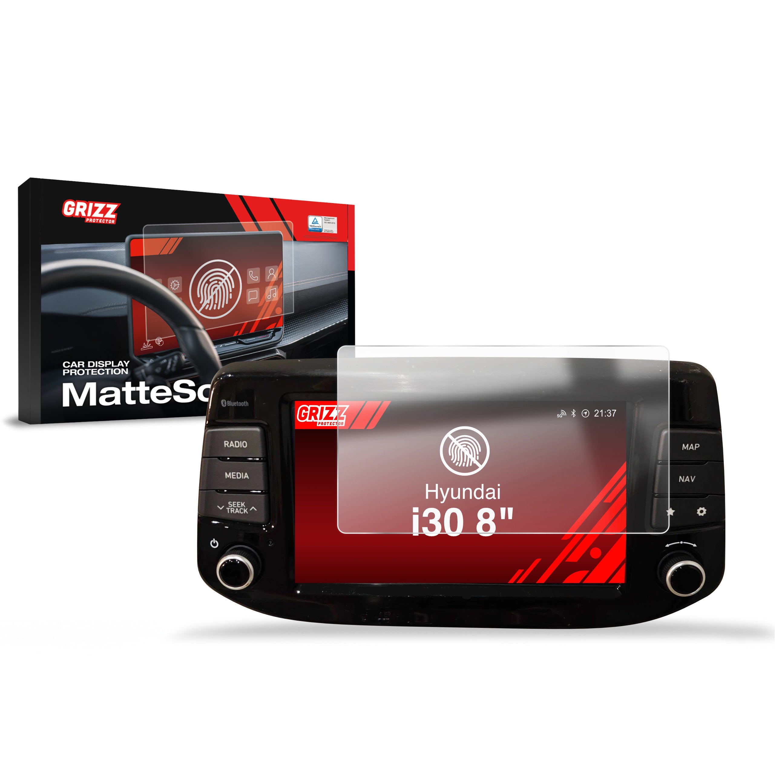 Matte Autodisplayfolie für Hyundai i30 8" (2016-2020), Grizz Protector
