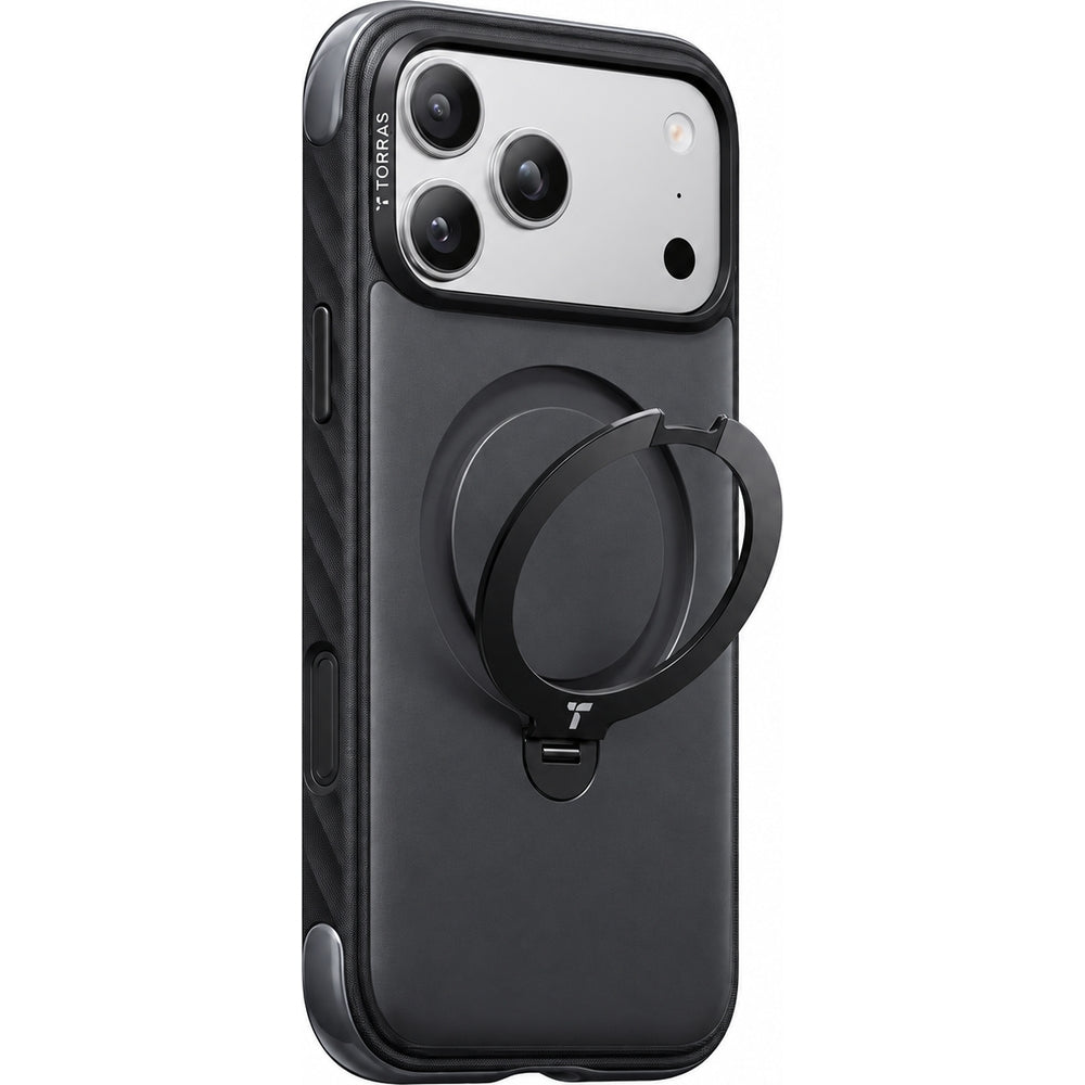 Handyhülle für iPhone 18 Pro Max / 17 Pro Max Torras Ostand Q3 Rugg, Schwarz (5/7)