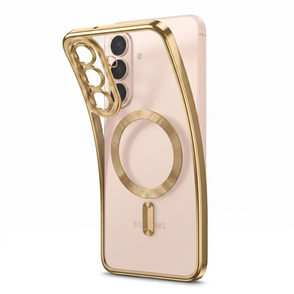 Handyhülle mit Kameraabdeckung für Galaxy S26 FE, Tech-Protect MagFlex für MagSafe, Transparent und Gold (5/9)