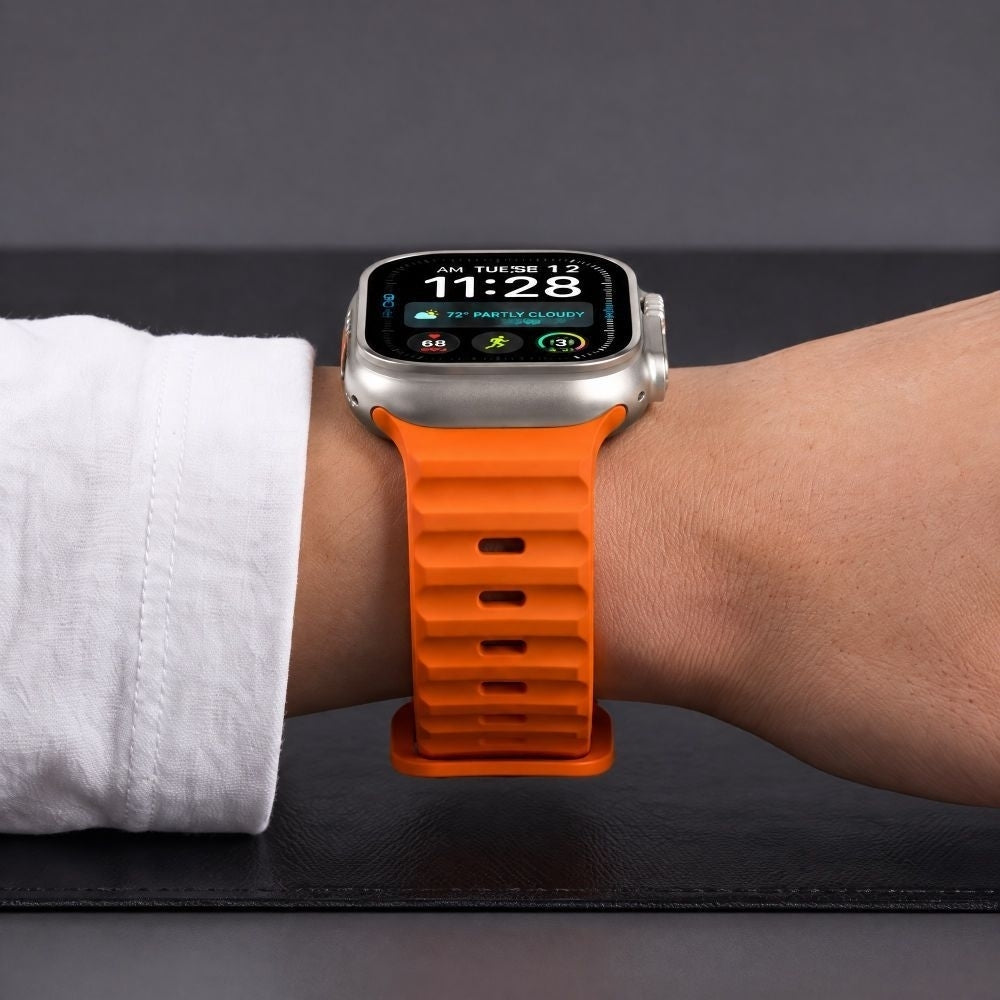 Armband für Apple Watch 49/46/45/44 mm, Tech-Protect Silicone Line, Orange (5/9)