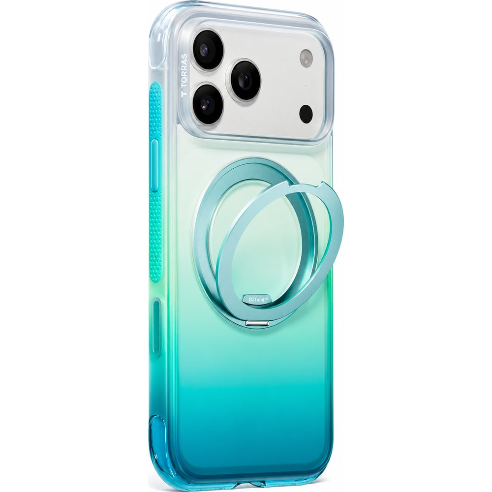 Handyhülle für iPhone 18 Pro / 17 Pro, Torras Ostand O3 Air Gradient für MagSafe, Green-Blue (5/9)