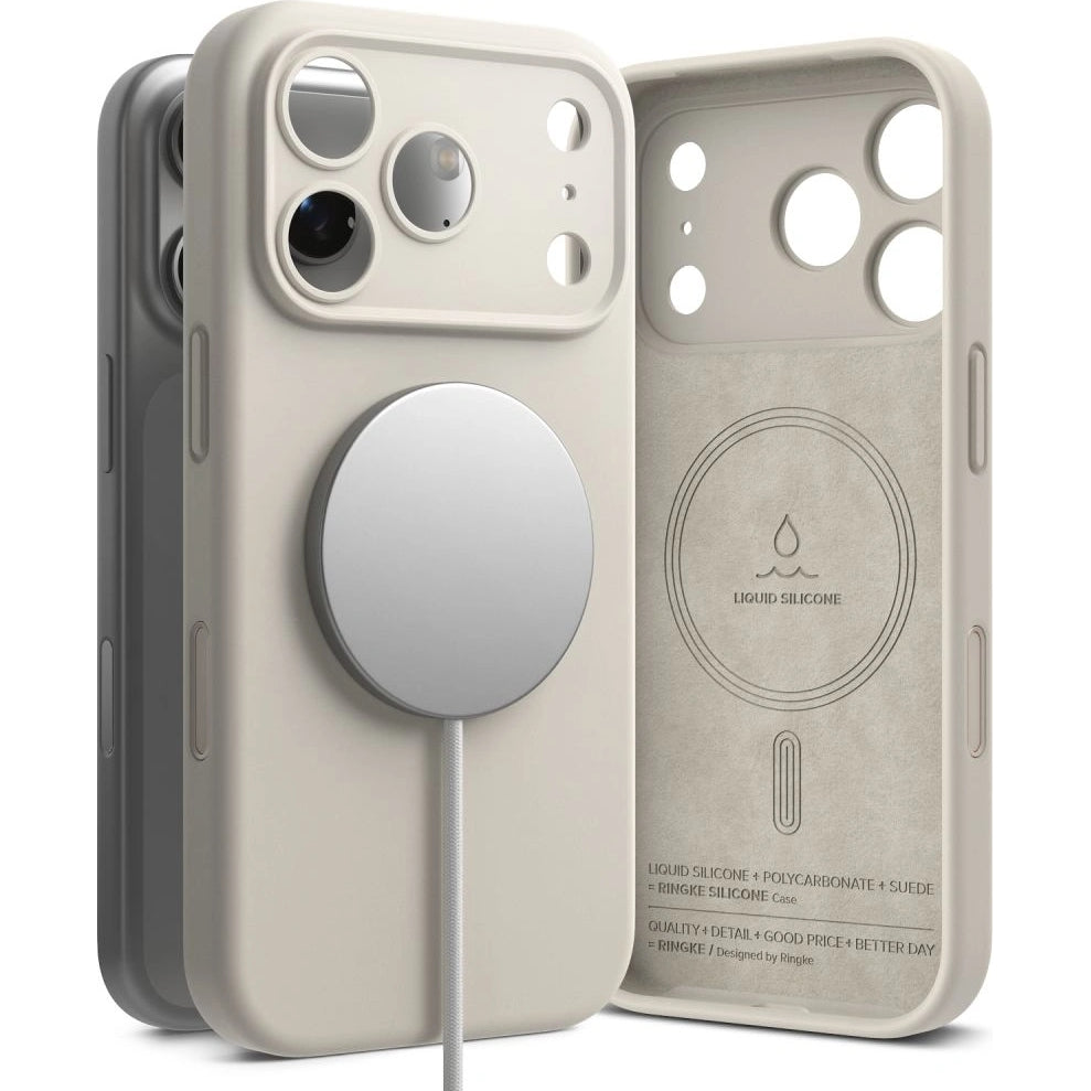 Handyhülle für iPhone 18 Pro Max, Ringke Silicone CC Magnetic mit MagSafe, Beige (5/9)