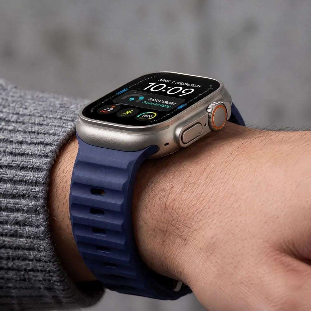Armband für Apple Watch 49/46/45/44 mm, Tech-Protect Silicone Line, Blau (5/8)