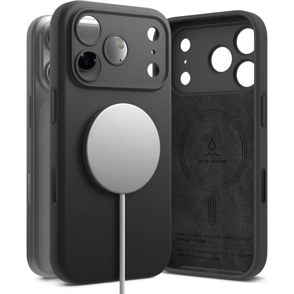 Handyhülle für iPhone 18 Pro, Ringke Silicone CC Magnetic mit MagSafe, Schwarz (5/9)