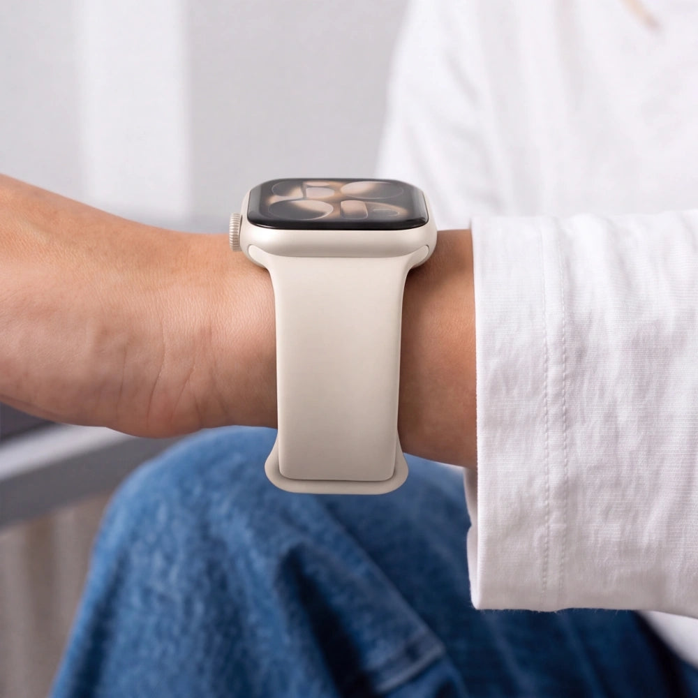 Armband für Apple Watch 49/46/45/44 mm, Tech-Protect Silicone, Beige (5/9)