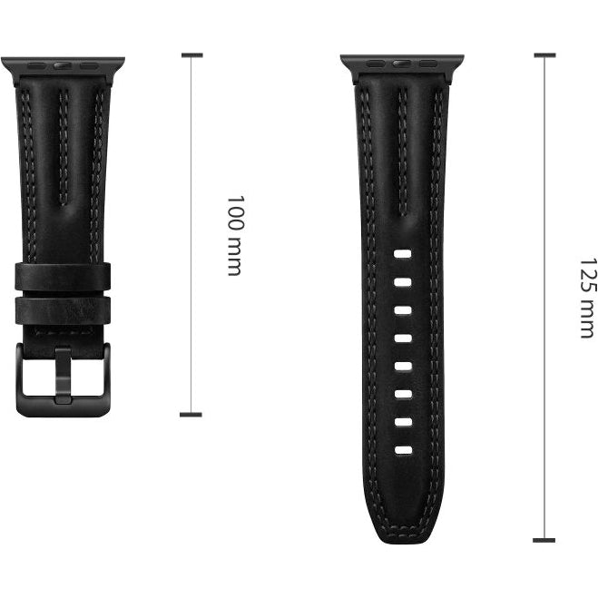 Armband für Apple Watch 44/45/46/49 mm, Tech-Protect Leatherfit Craft, Schwarz (4/7)