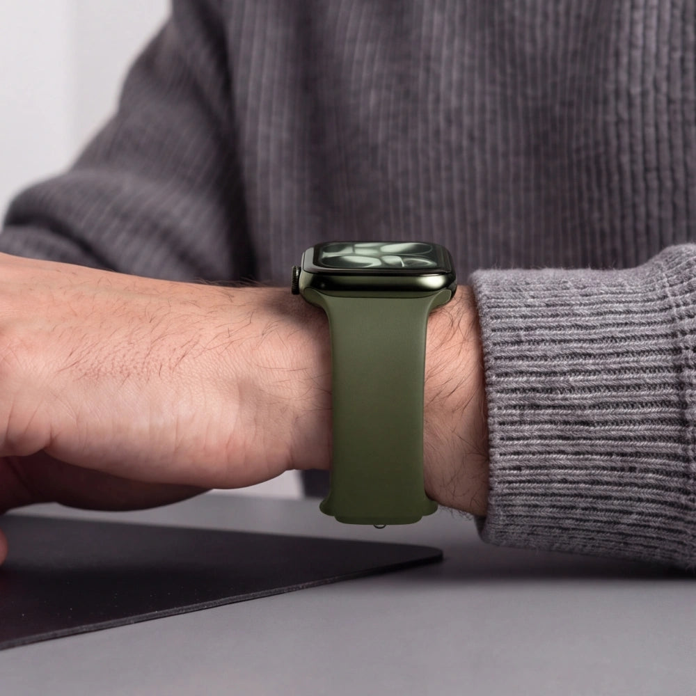 Armband für Apple Watch 49/46/45/44 mm, Tech-Protect Silicone, Dunkelgrün (5/8)