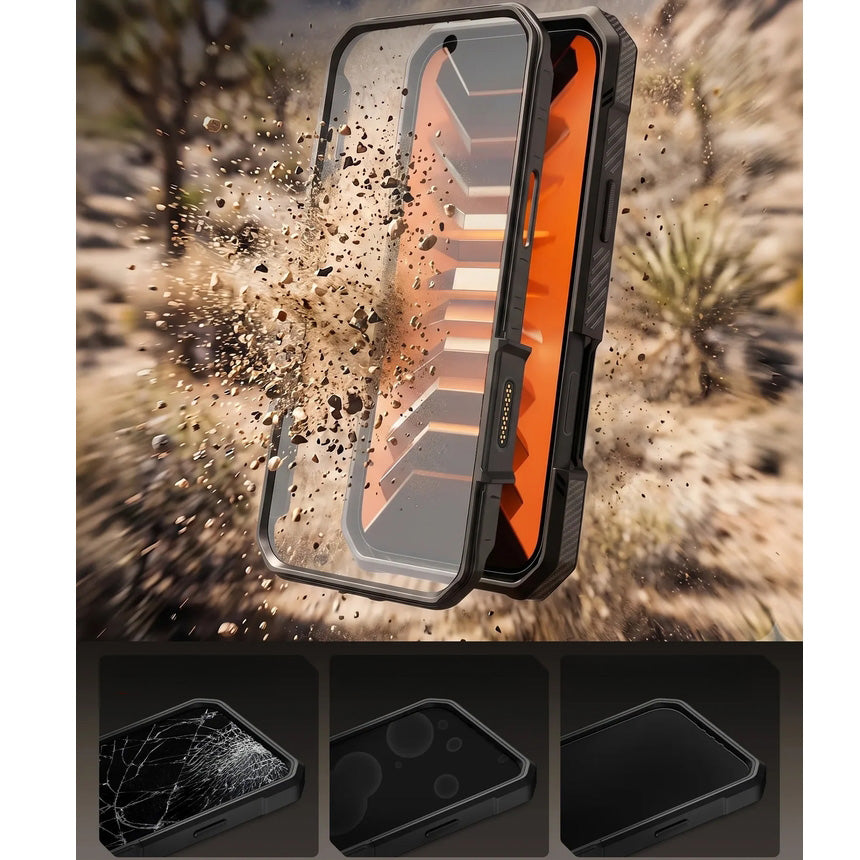 Handyhülle + Glas 9H für iPhone 18 Pro / 17 Pro, Supcase UB Grip Pro Mag SPG (CC) mit MagSafe, Transparent-Schwarz (5/12)