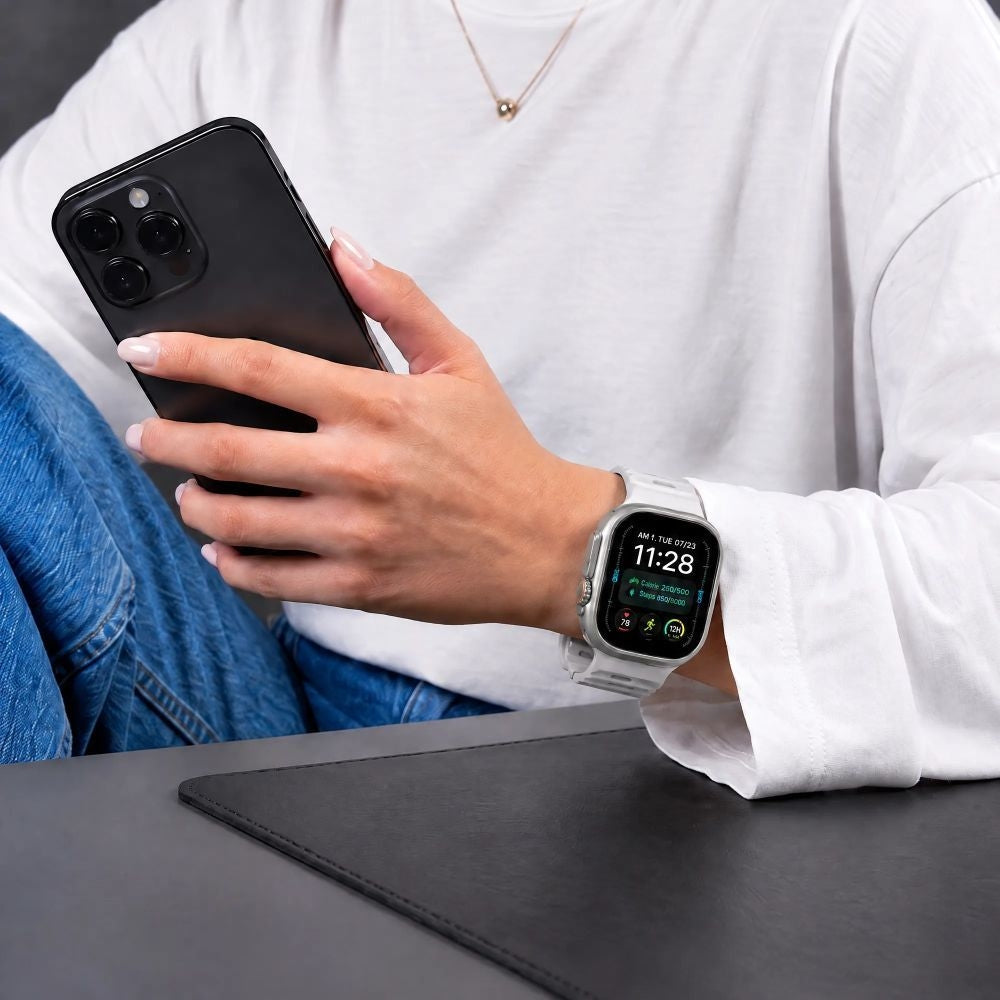 Armband für Apple Watch 49/46/45/44 mm, Tech-Protect Silicone Line, Grau (5/9)