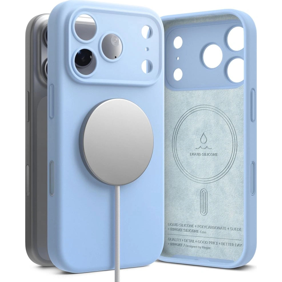 Handyhülle für iPhone 18 Pro Max, Ringke Silicone CC Magnetic mit MagSafe, Hellblau (5/9)