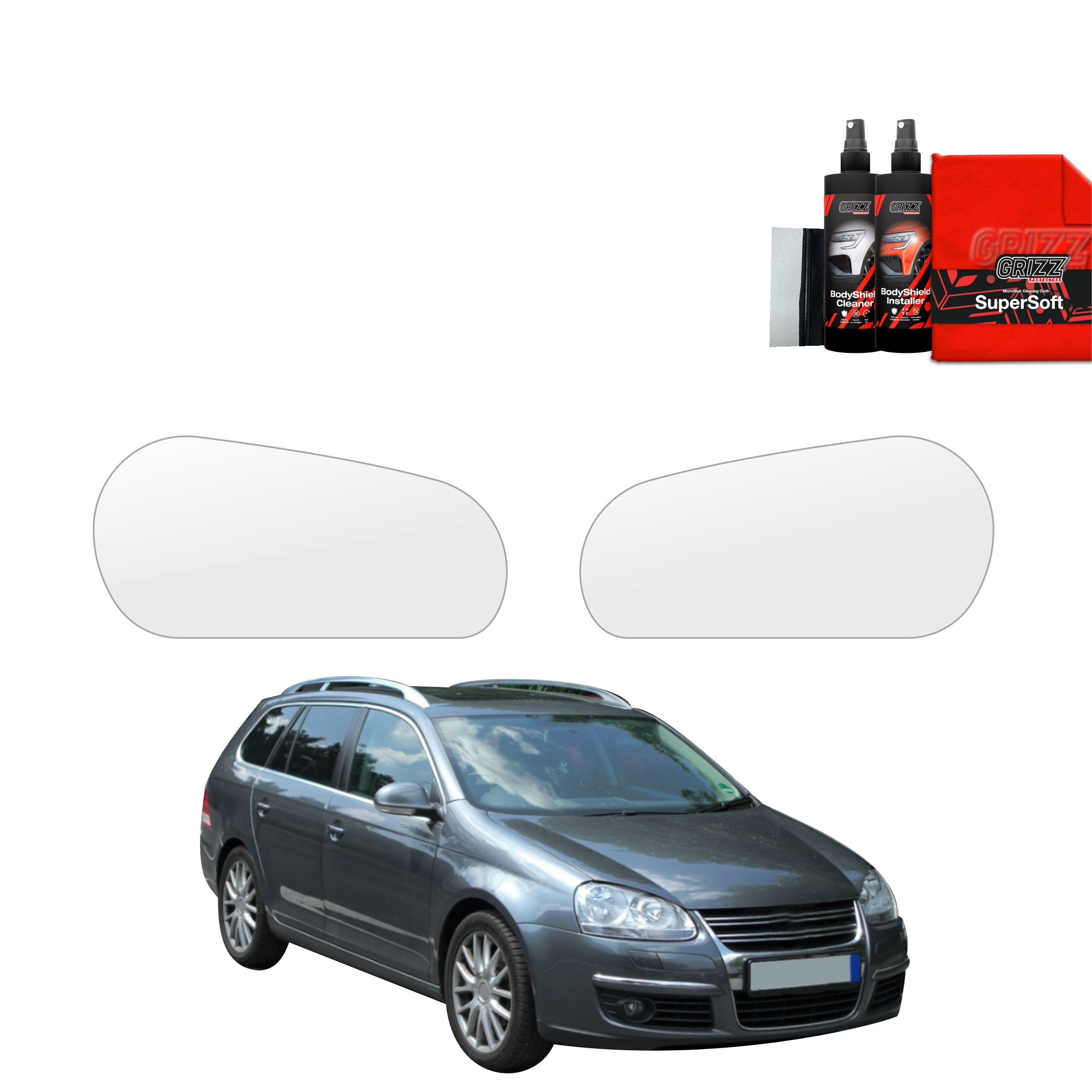 2in1 Schutzfolie Grizz Protector für Scheinwerfer - Volkswagen Golf 5 Variant (2003-2009)