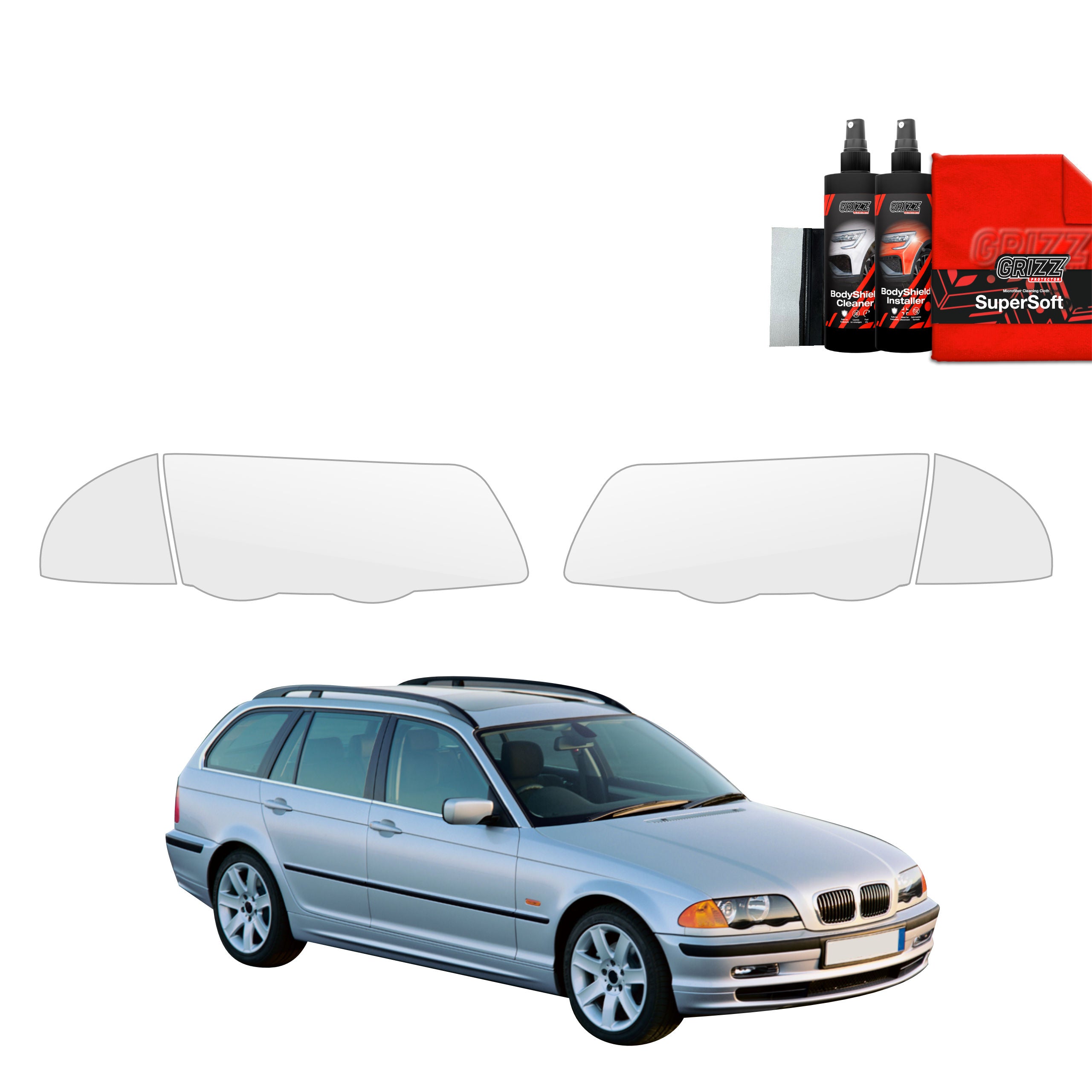 4in1 Schutzfolie Grizz Protector für Scheinwerfer - BMW 3 E46 Kombi Pre-LCI (1998-2001)