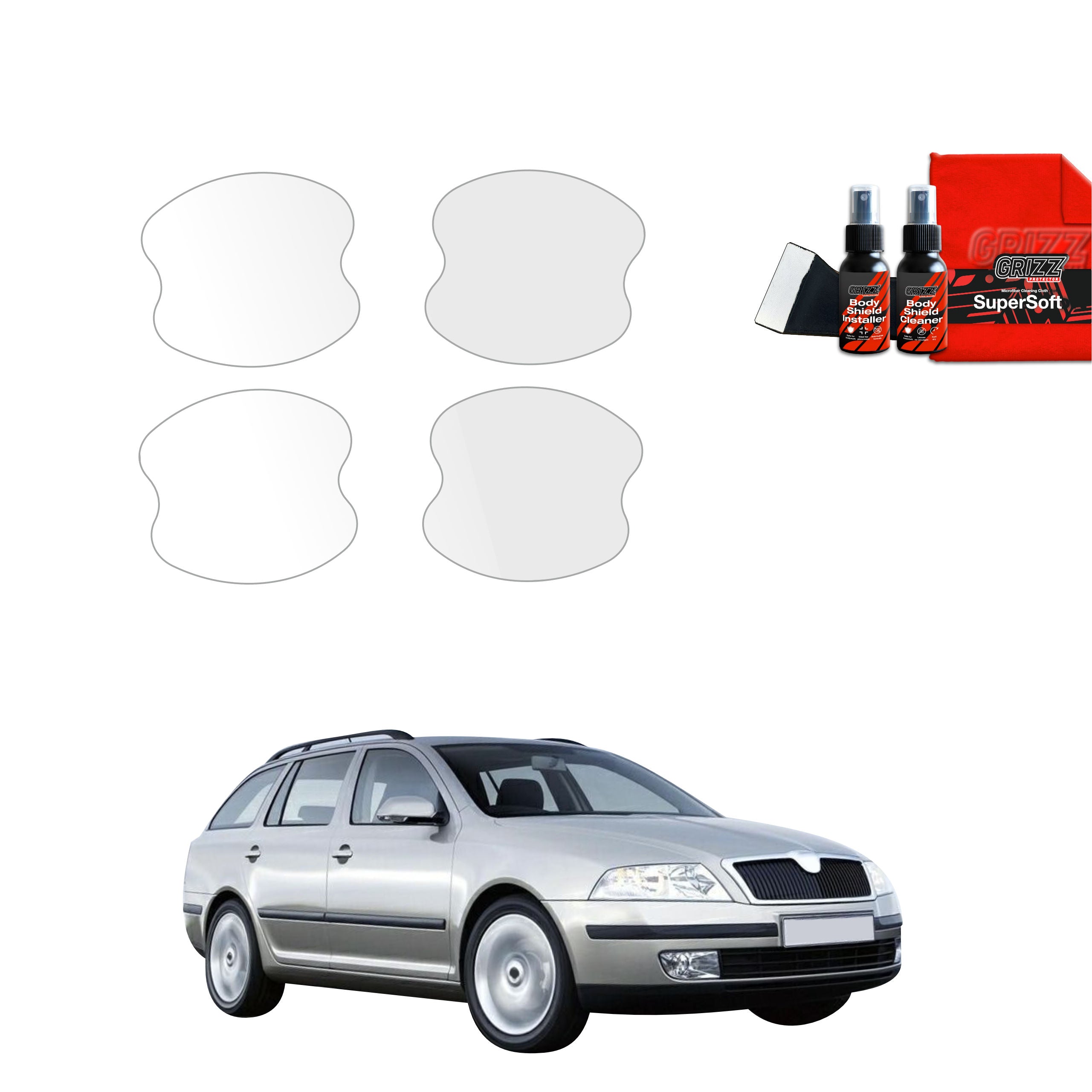 4in1 Schutzfolie Grizz Protector für Türgriffmulden - Skoda Octavia 2 Kombi (2004-2008)