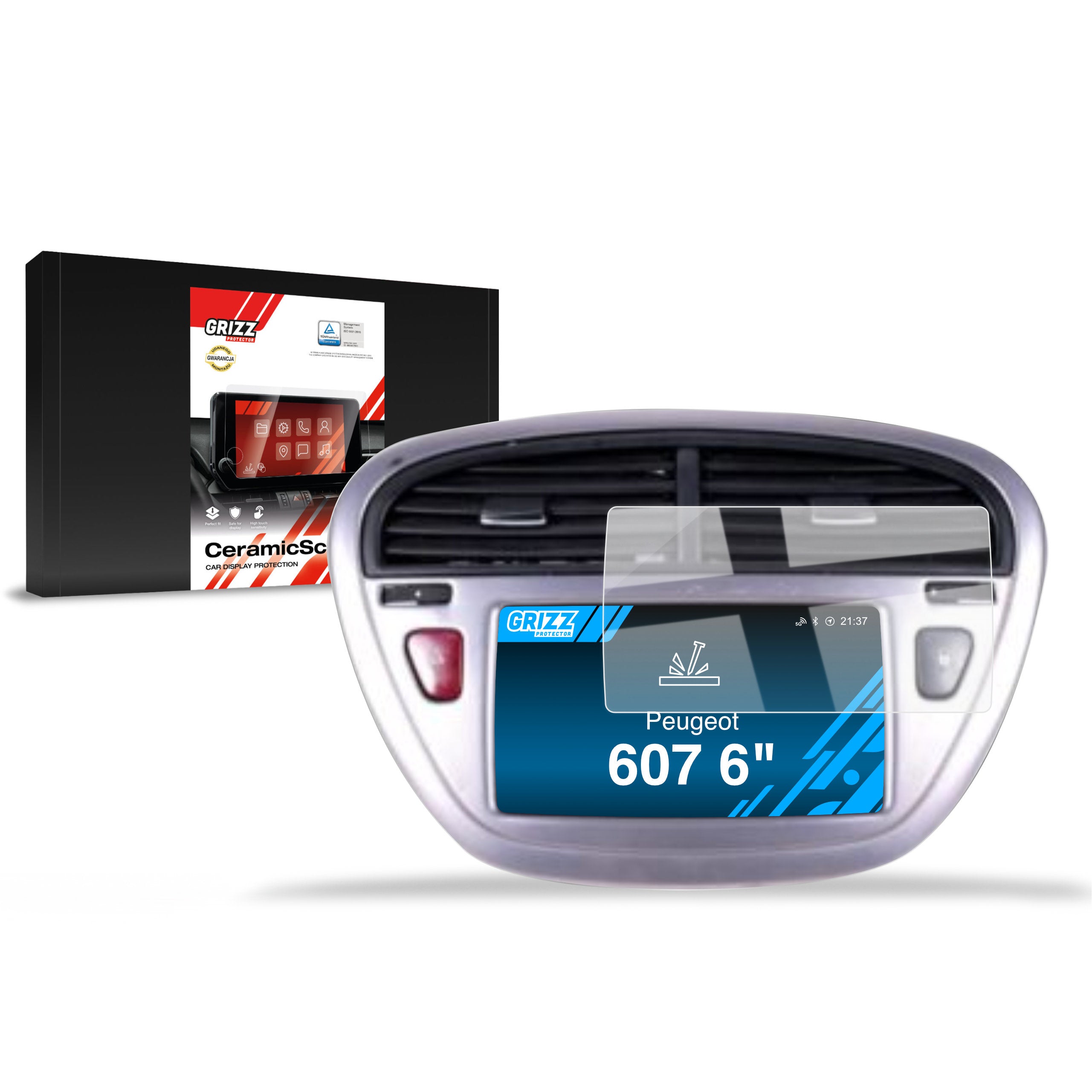 Keramische Autodisplayfolie für Peugeot 607 (2004-2010), Grizz Protector