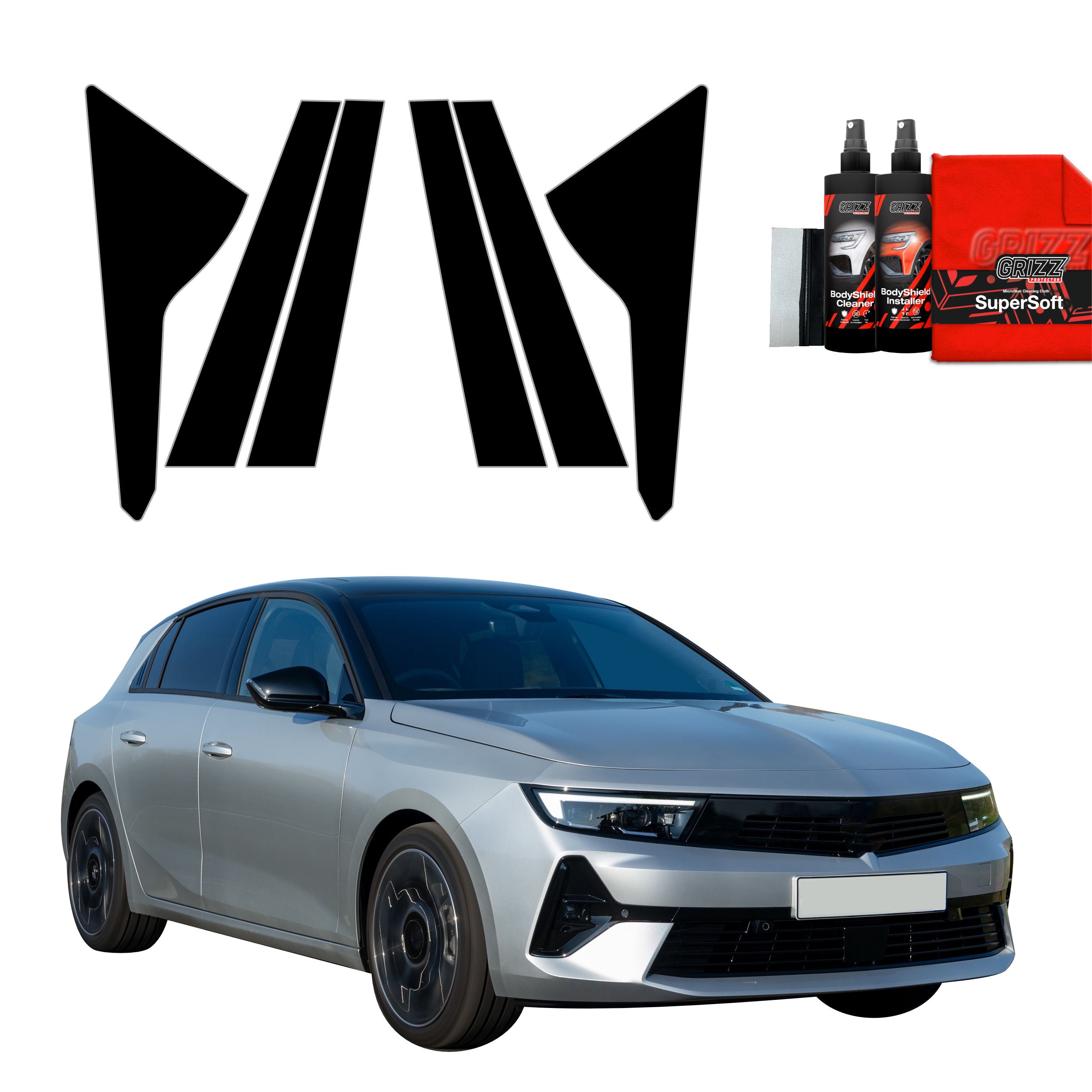 6in1 Schwarze Grizz Protector schutzfolie für B-C-Säule - Opel Astra (2021- 2024)