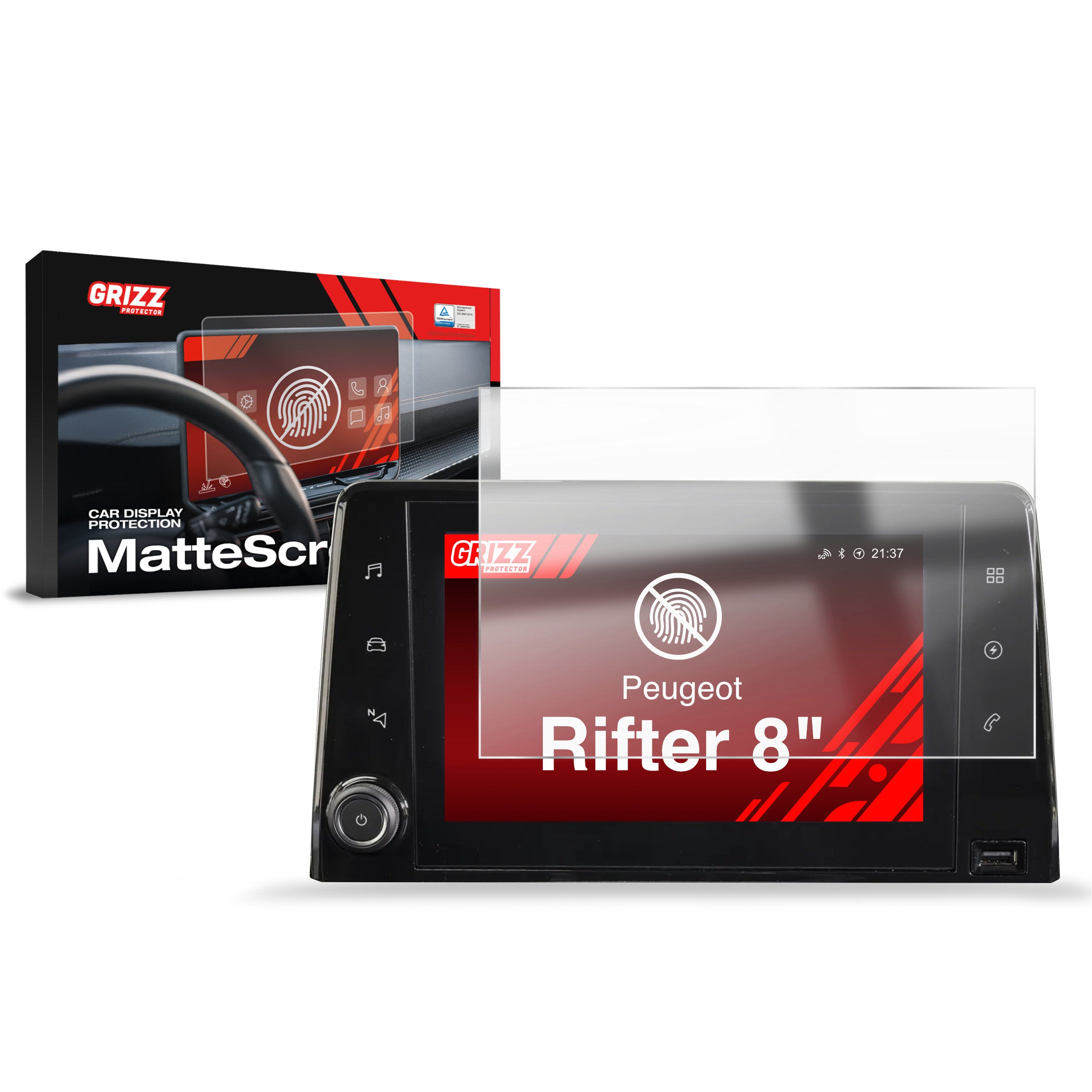 Matte Autodisplayfolie für Peugeot Rifter (2018-2023), Grizz Protector