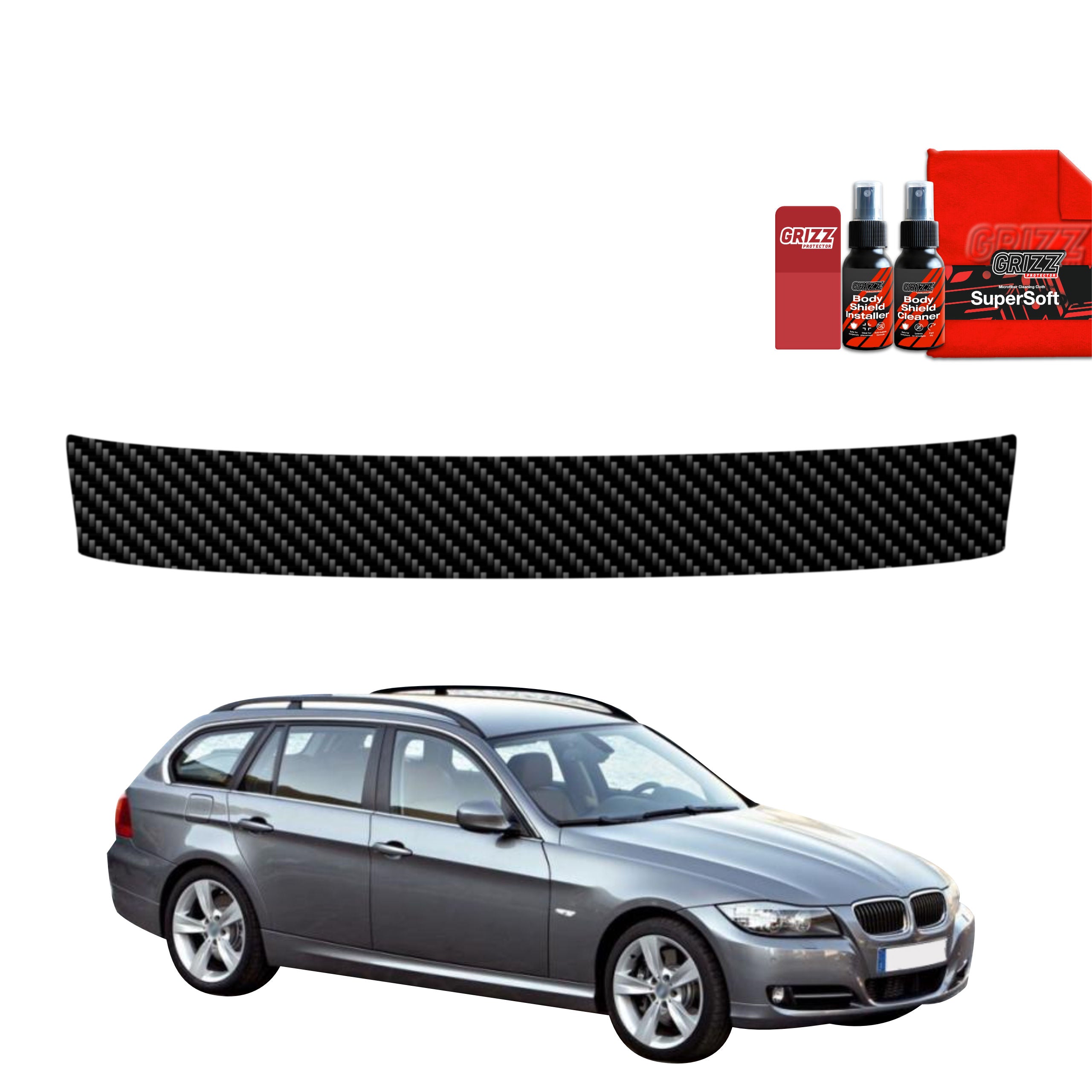 Kohlenstoff Schutzfolie Grizz Protector für Ladekante - BMW 3 E91 Kombi Pre-LCI (2004-2008)