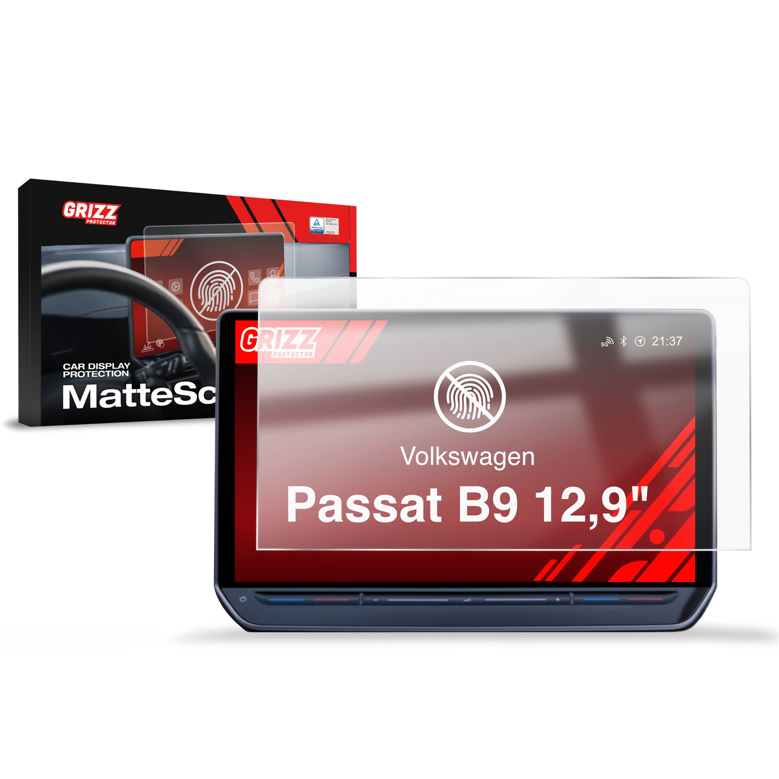 Matte Autodisplayfolie für Volkswagen Passat B9 12,9" (2024-2026), Grizz Protector