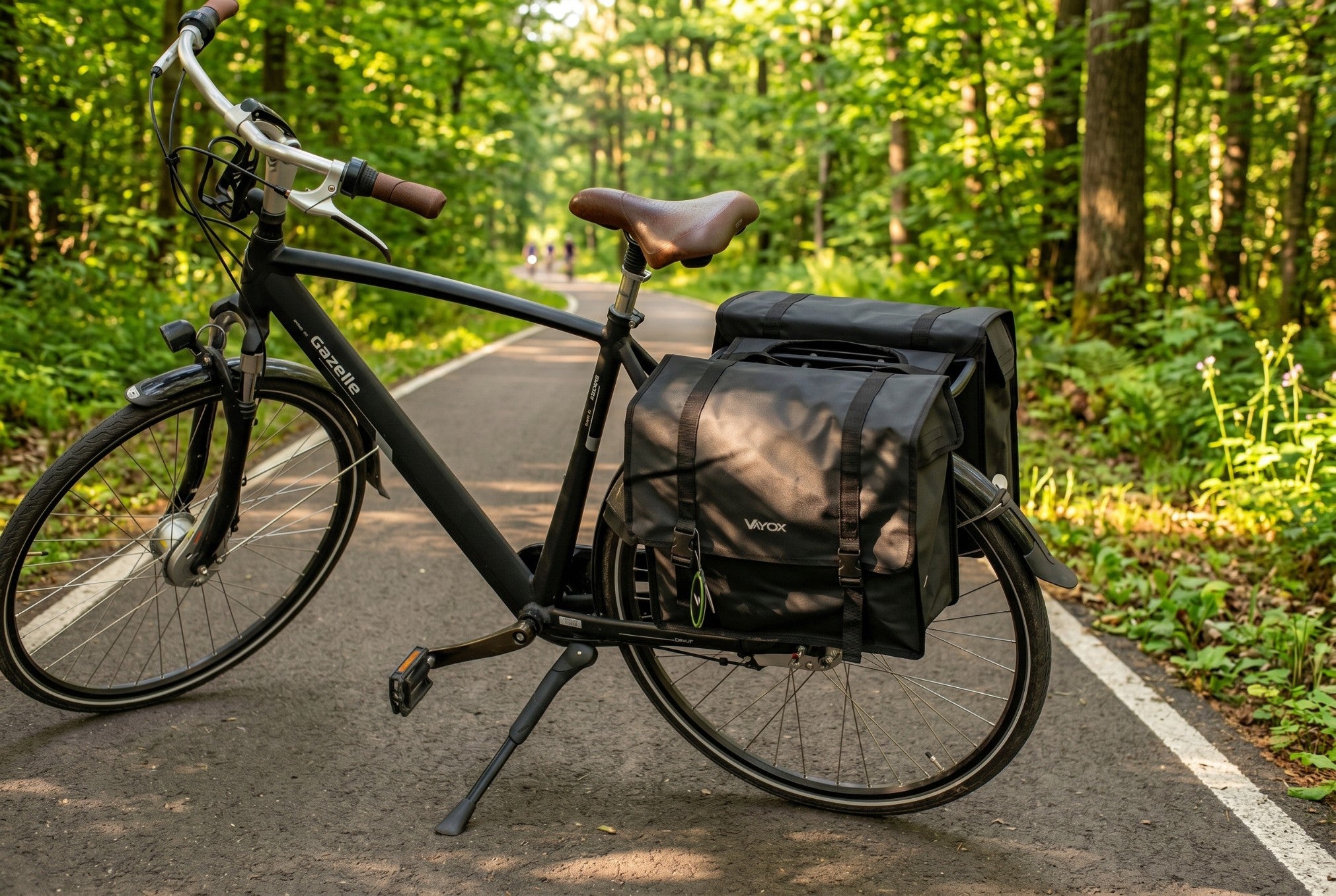 Fahrradtasche für den Gepäckträger, doppelt mit Griff, Vayox VA0446 40L, Schwarz