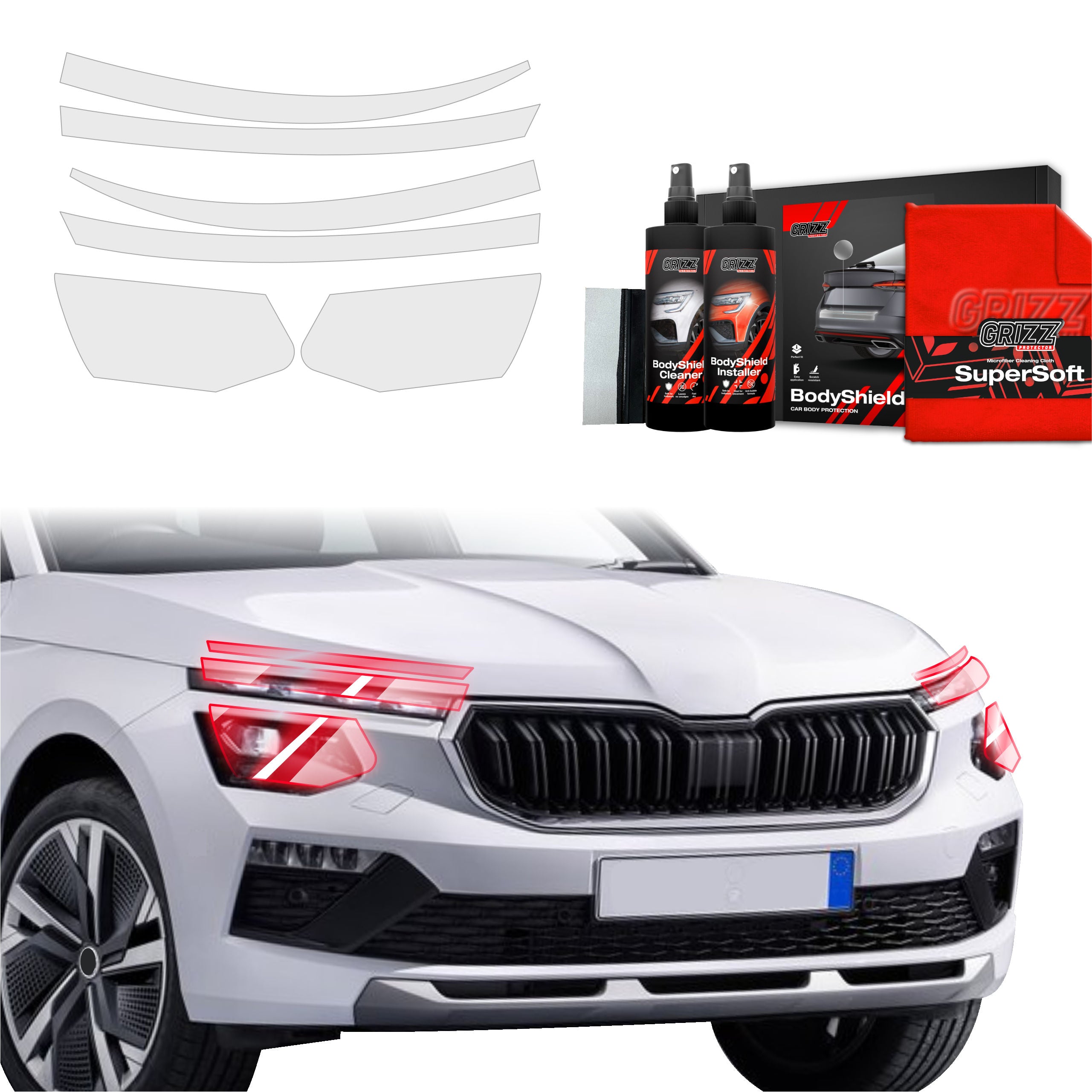 6in1 Schutzfolie Grizz Protector für Scheinwerfer - Skoda Kamiq (2024-2026)