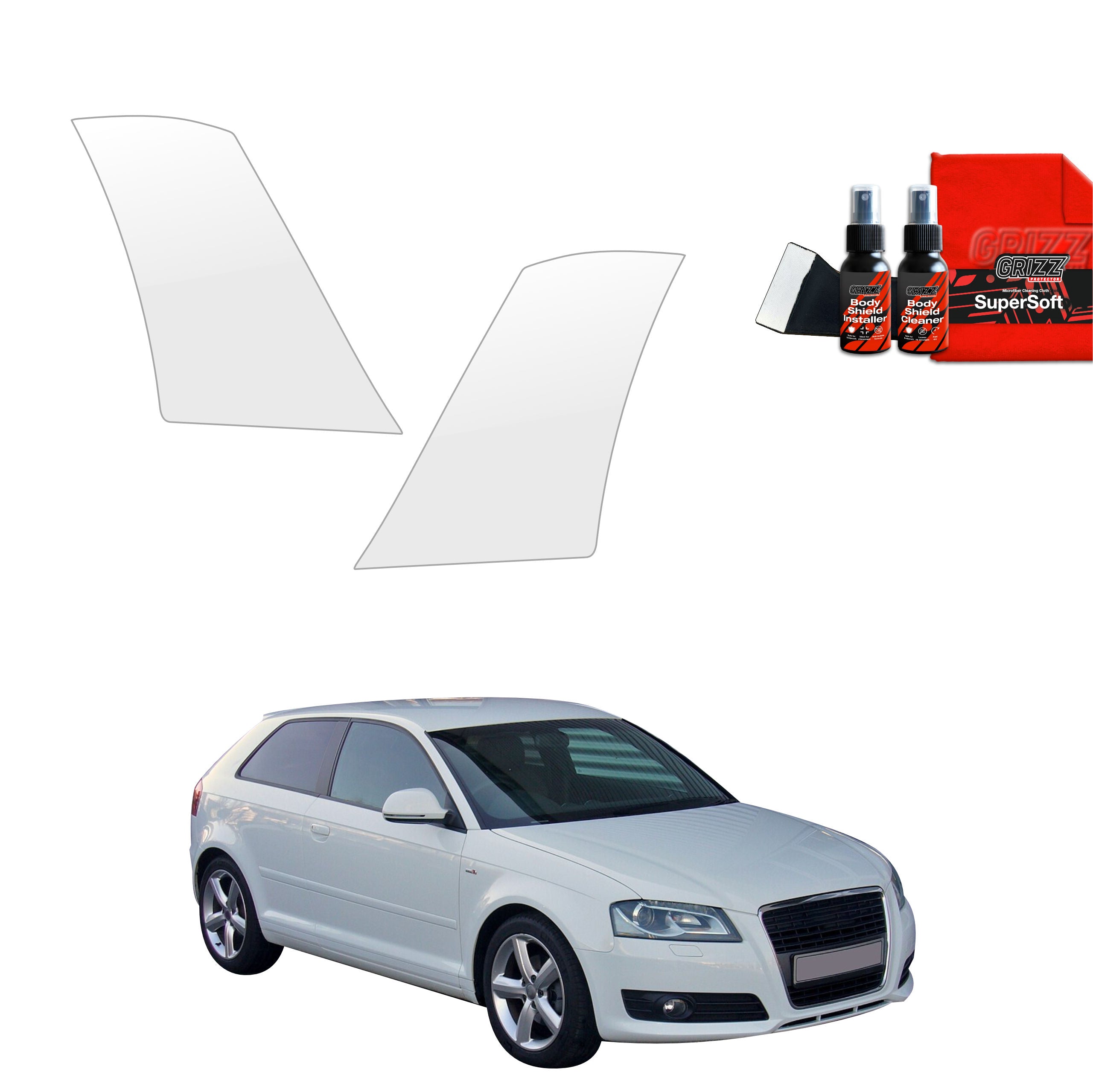 2in1 Schutzfolie Grizz Protector für hinteren Seitenschweller - Audi A3 8P Hatchback 3D (2003-2008)