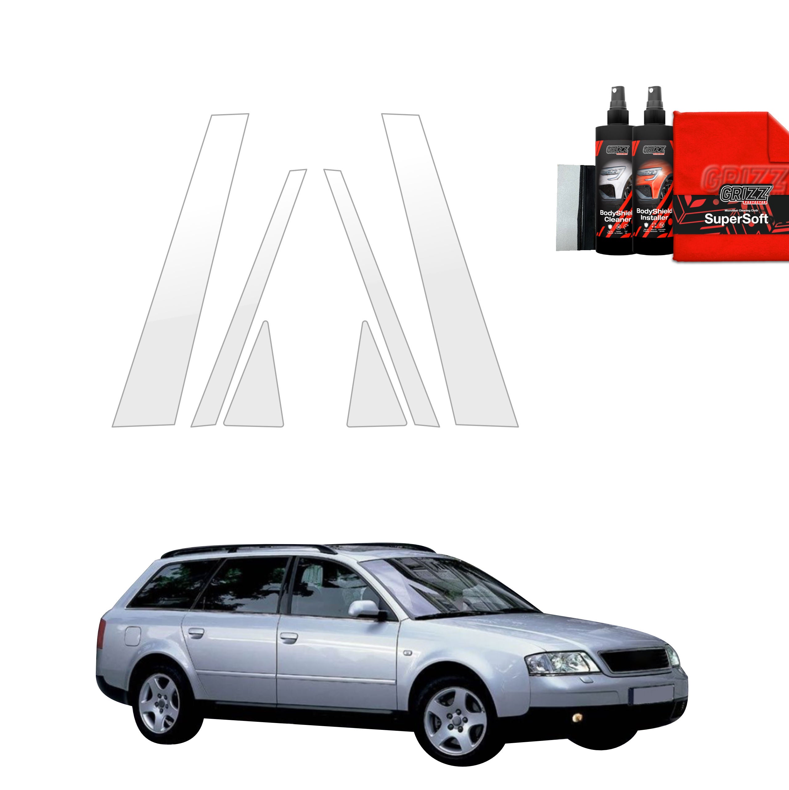 6in1 Schutzfolie Grizz Protector für B-C-Säule - Audi A6 C5 Avant (1998-2004)