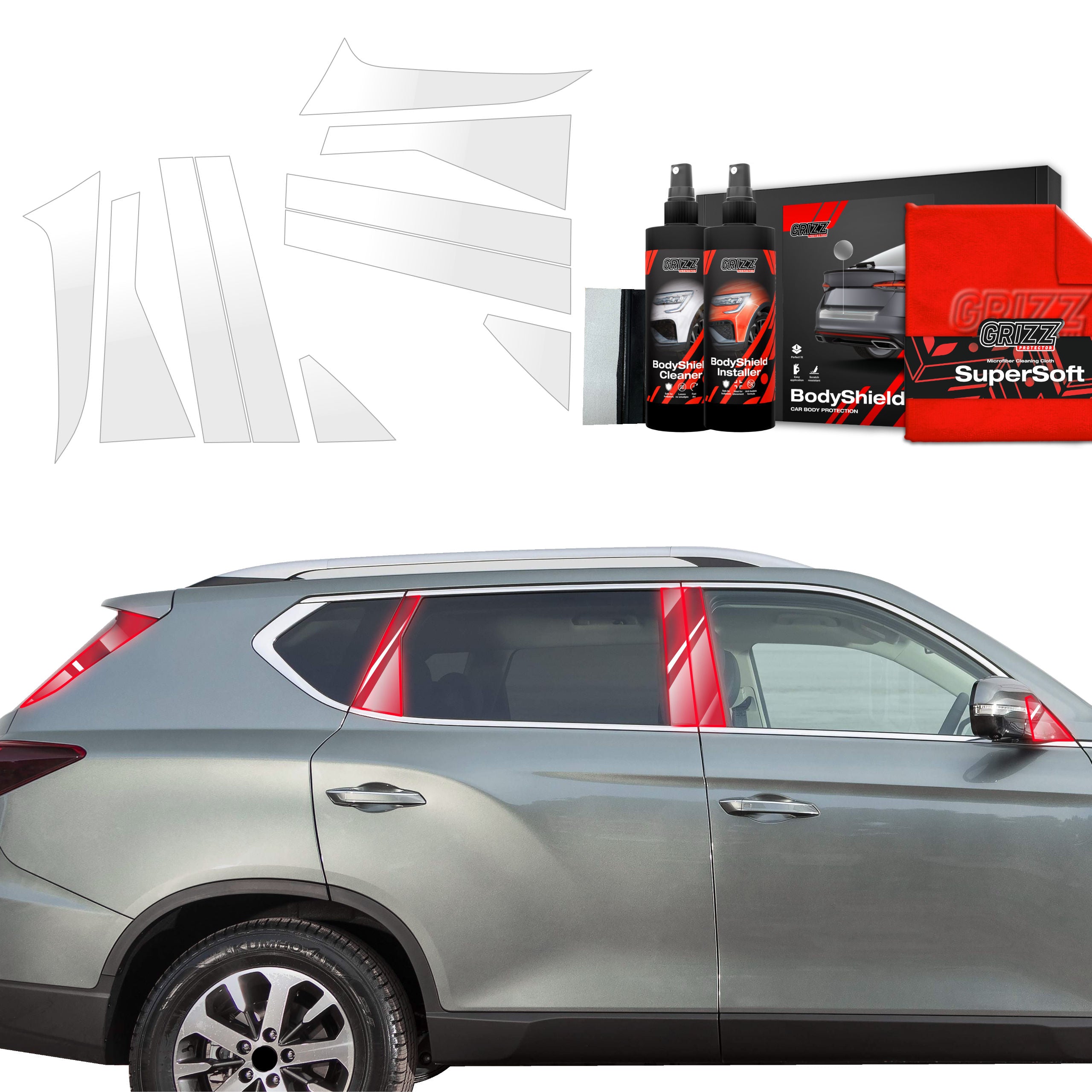 10in1 Schutzfolie Grizz Protector für A-B-C-Säule - SsangYong Rexton (2023-2026)