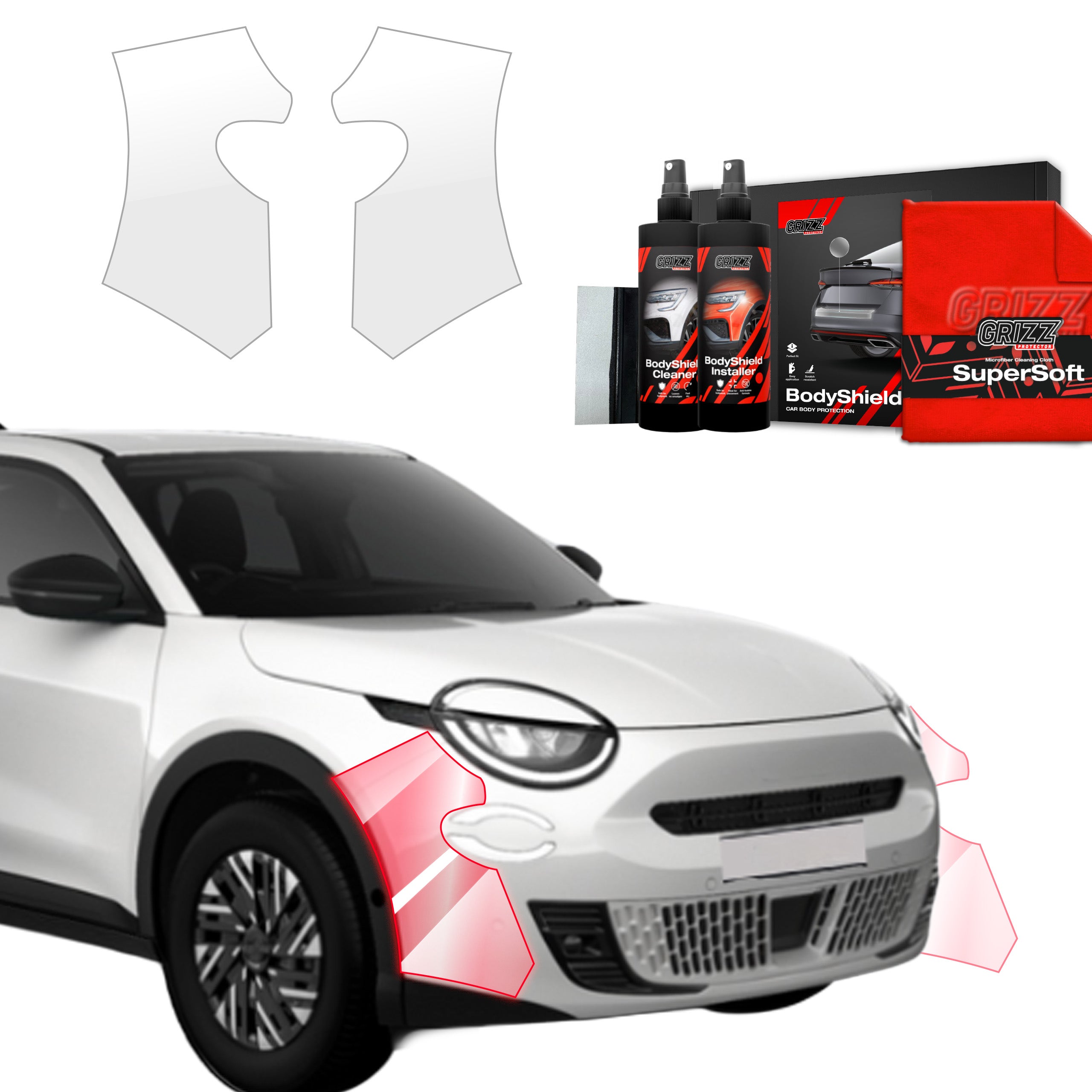 2in1 Schutzfolie Grizz Protector für Stoßstange - Fiat 600 (2023-2026)