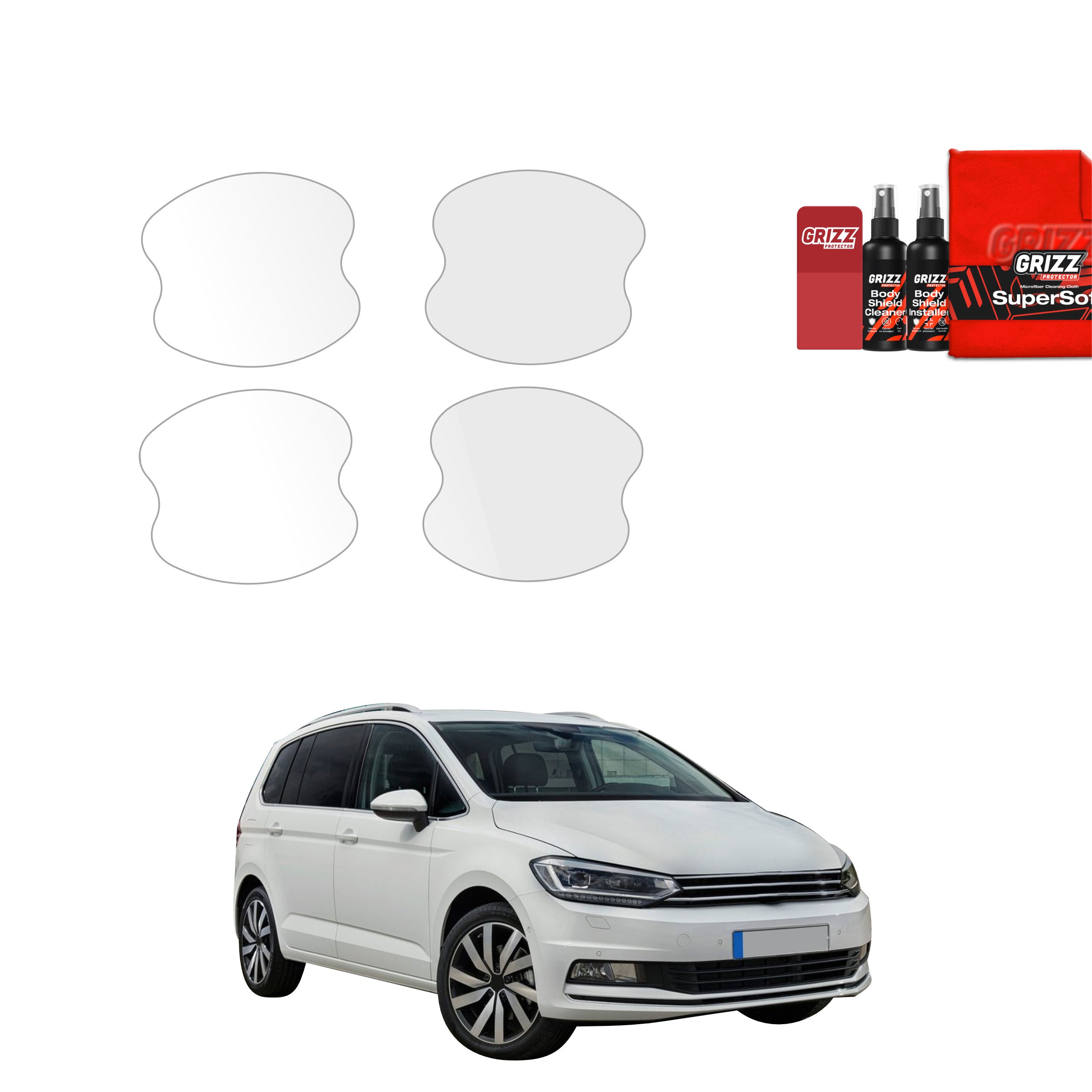 4in1 Schutzfolie Grizz Protector für Türgriffmulden - Volkswagen Touran II MPV 5D (2016)