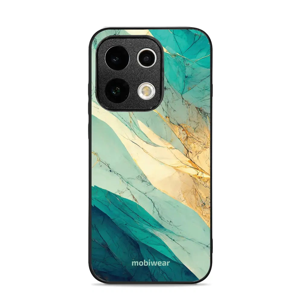 Handyhülle für Oppo Reno16 5G, Mobiwear Glossy Case, Türkis-Marmor