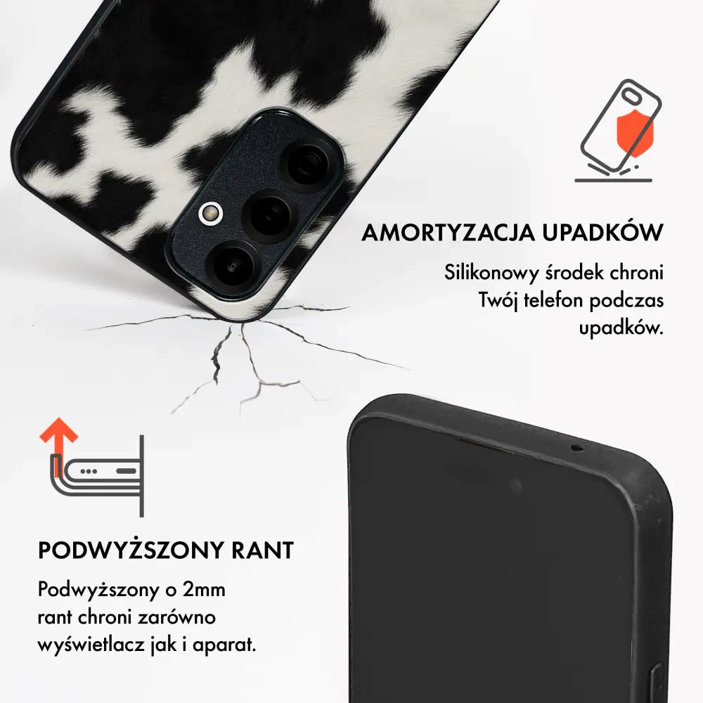 Handyhülle für Oppo Reno16 5G, Mobiwear Glossy Case, Kuhfell-Optik