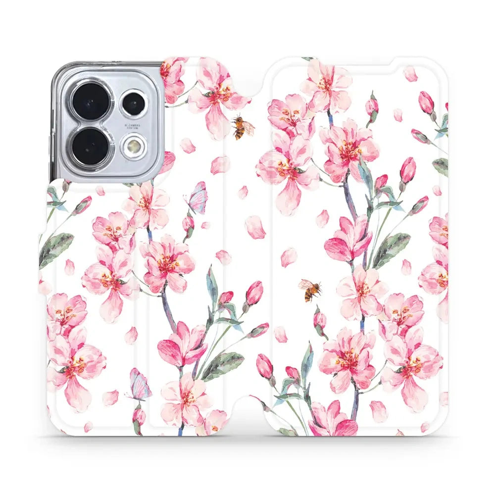 Handyhülle mit klappe für Oppo Reno16 5G, Mobiwear Book, Rosa Frühling